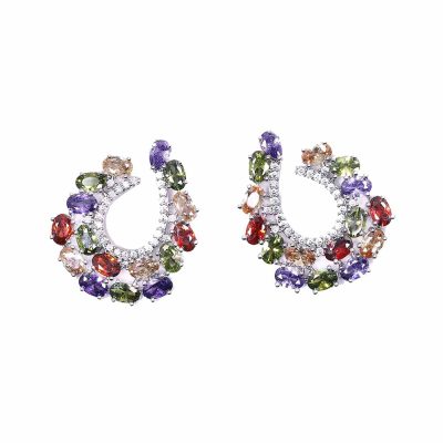 Silver-tone swarovski rainbow earrings