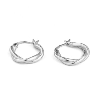 Silver-tone twisted hoops