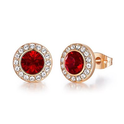 Gold plated red Swarovski earrings
