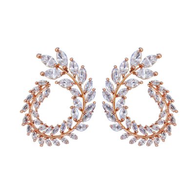 Rose earrings with zirconia stones