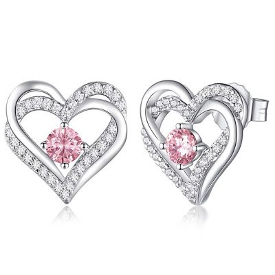Rose Swarovski hearts earrings