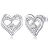 Silver-plated Swarovski hearts earrings