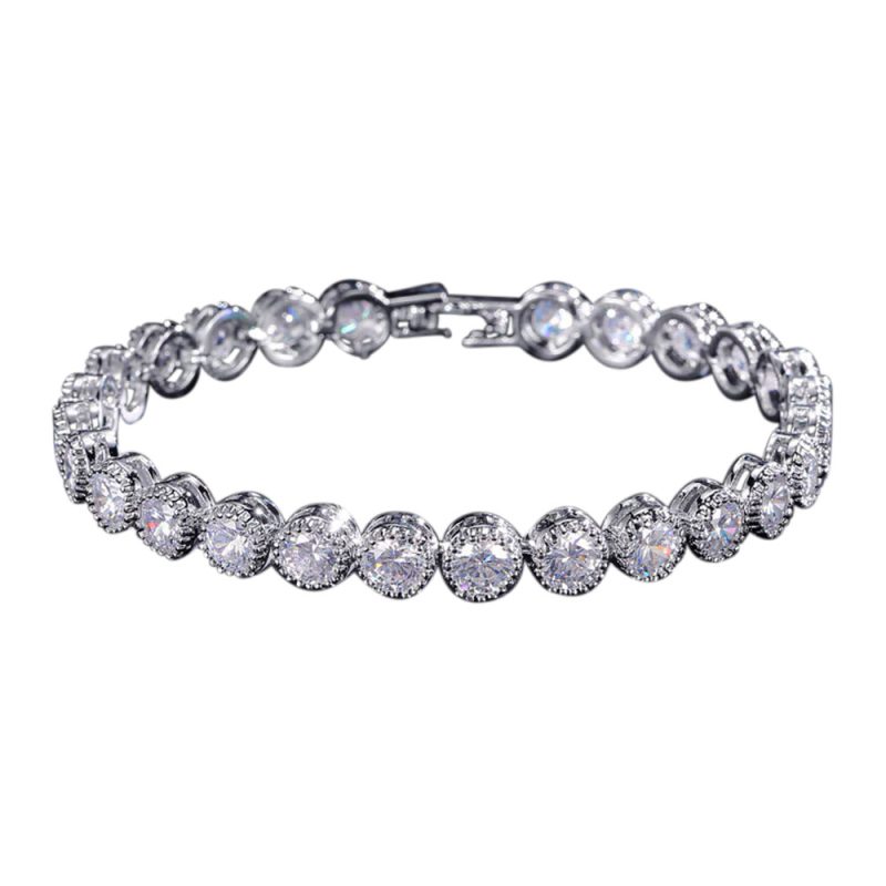 Silver-plated tennis bracelet with round links