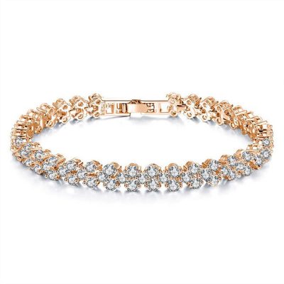 Rose tennis bracelet with hearts