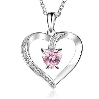 Swarovski heart necklace with rose heart