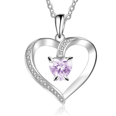 Swarovski heart necklace with purple heart