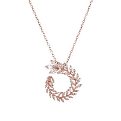 Rose necklace with zirconia stones