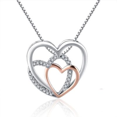 Silver-plated triple heart necklace