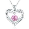 Silver Plated Pink Swarovski heart necklace