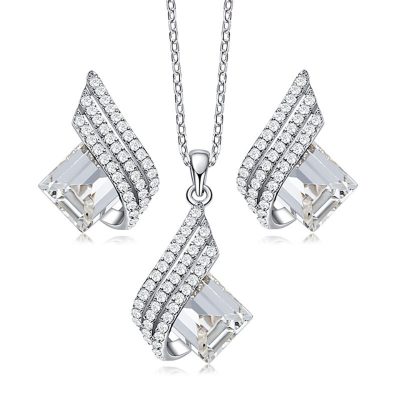 Silver necklace and earrings set