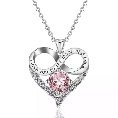 Swarovski Silver-Plated Rose Infinity Heart Necklace