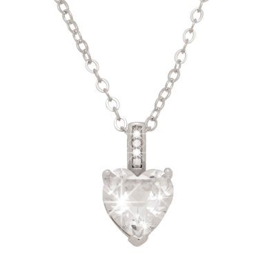 Silver necklace with heart-shaped stone