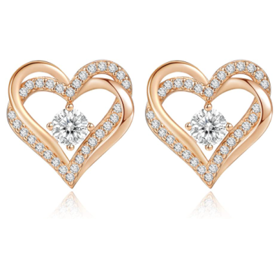 Gold-Plated Swarovski Hearts Earrings